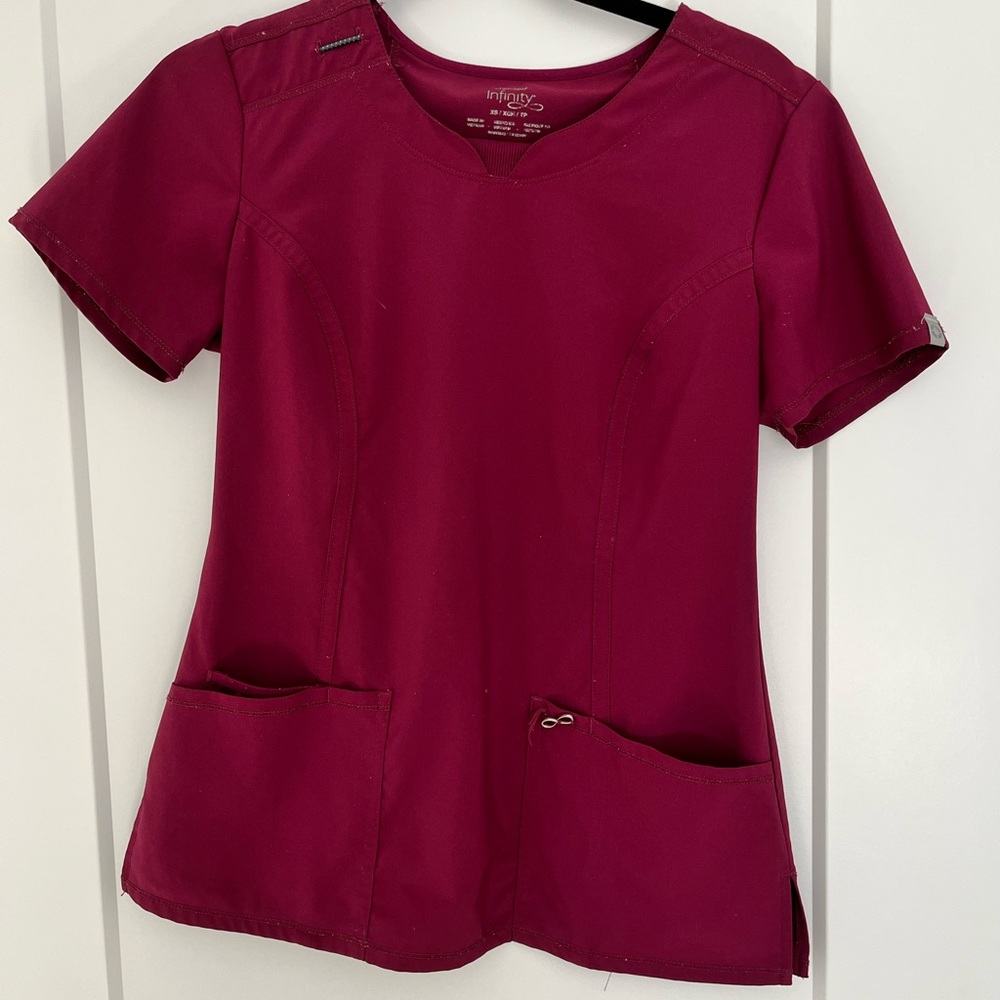 Women's Burgundy Scrub Top